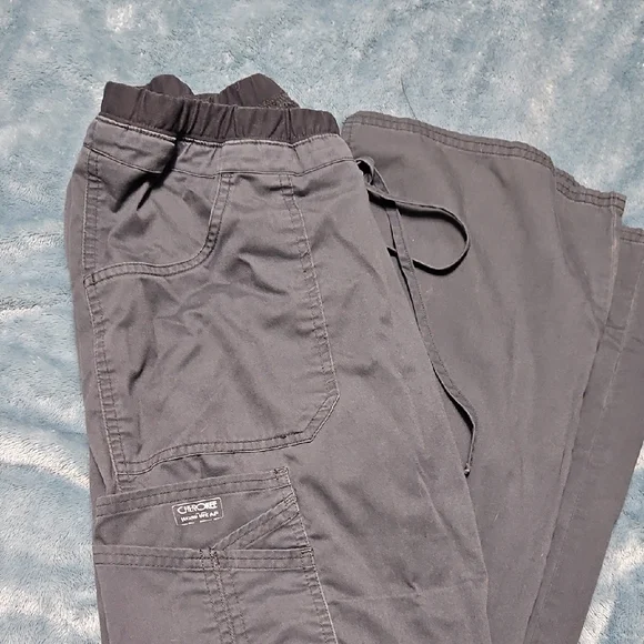 Women's Drawstring Cargo Scrub Pants - Gray - Picture 3 of 6